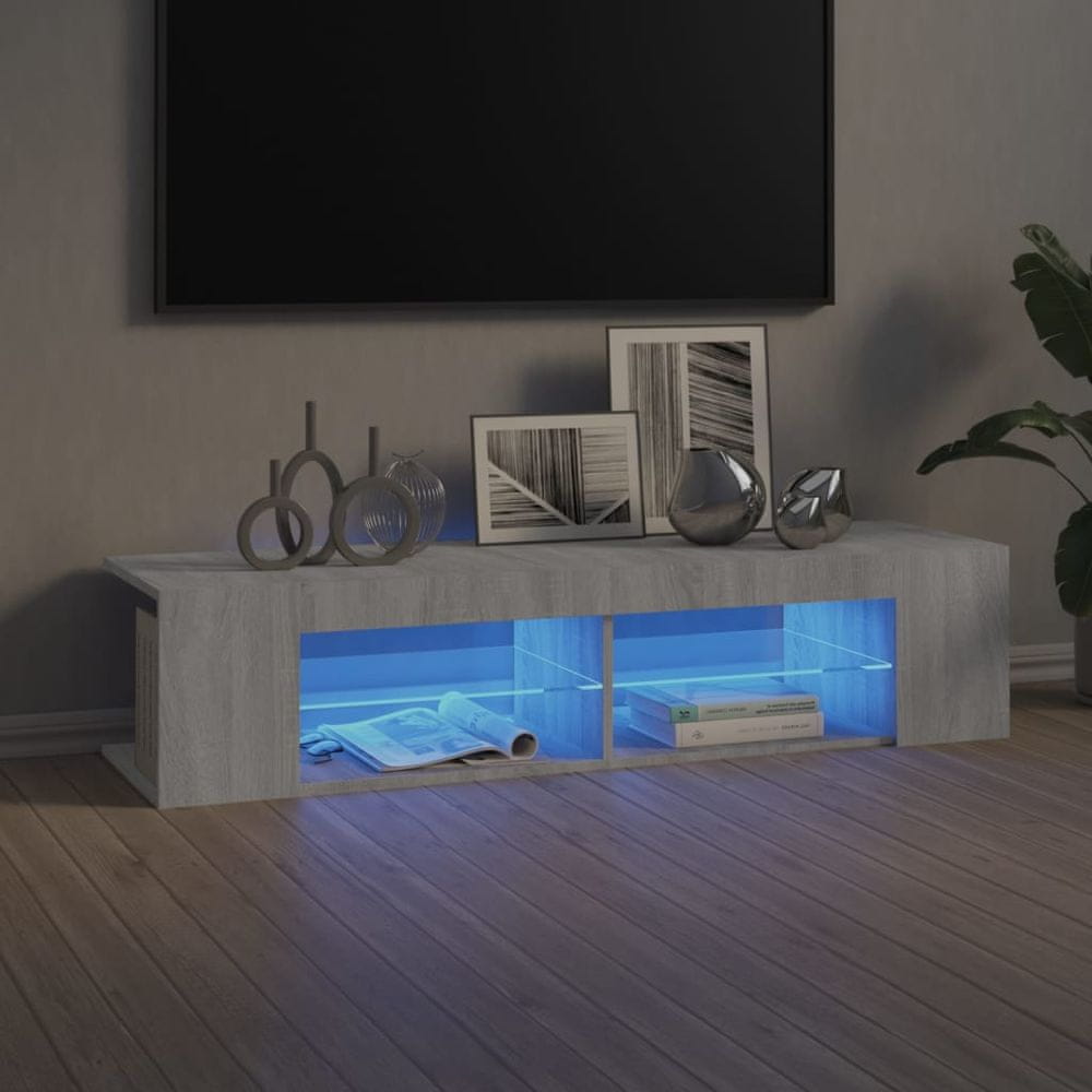 Vidaxl TV skrinka s LED svetlami sivý dub sonoma 135x39x30 cm